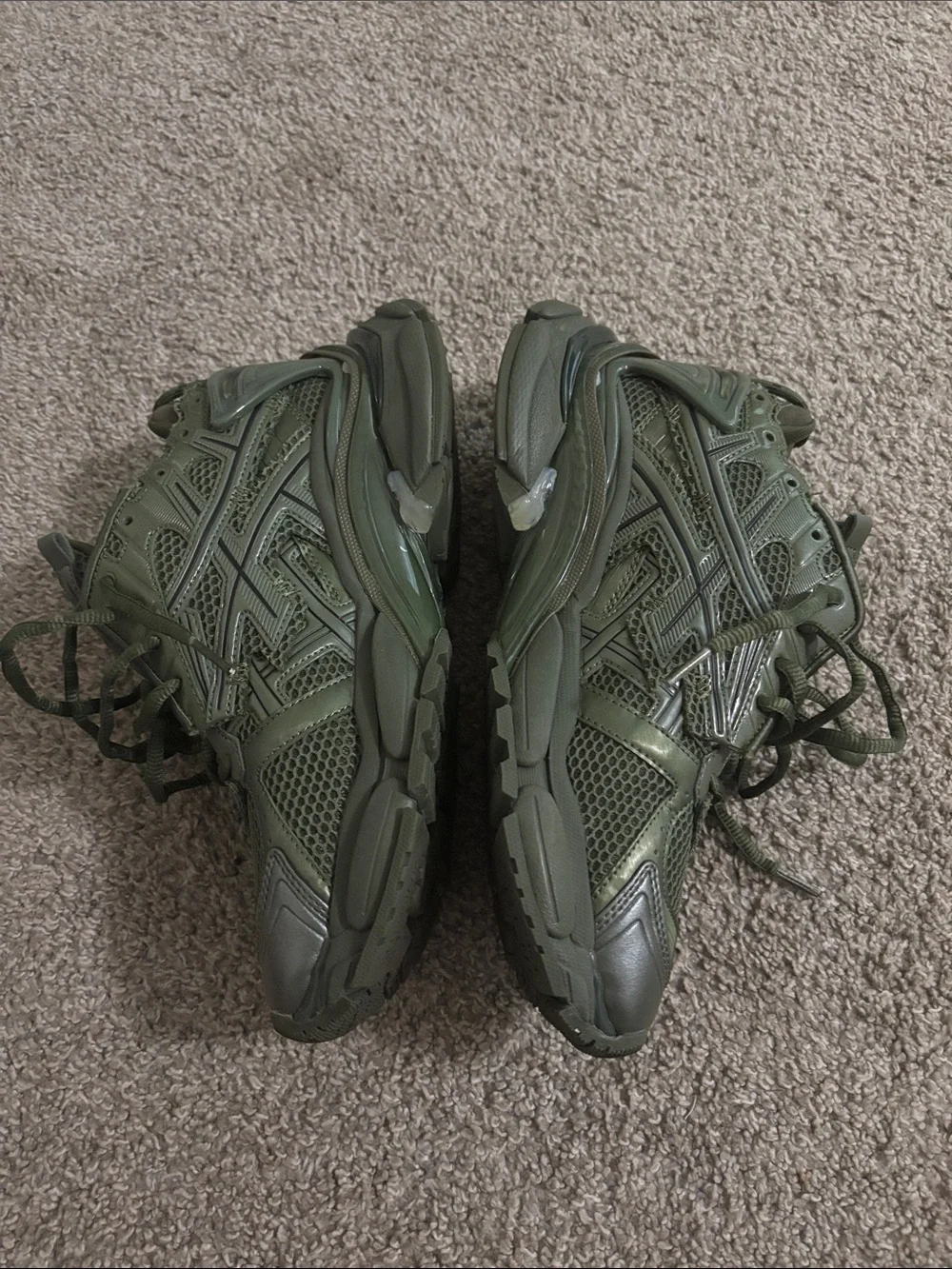 Balenciaga Olive Green Layered Track Sneakers
